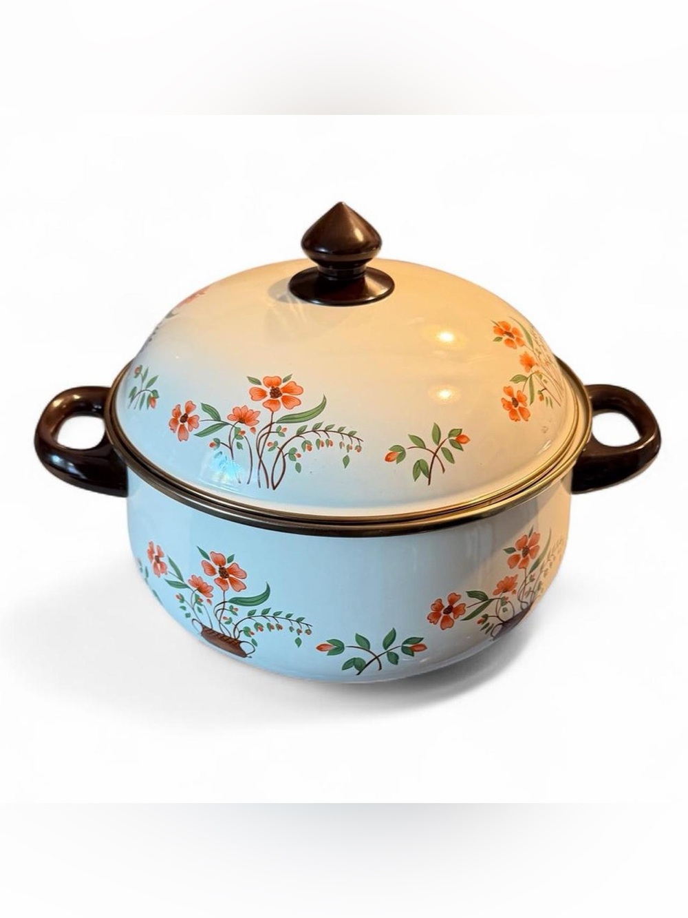 vintage Countryside Collection enamelware stockpotwith lid (JMP, made in Spain)